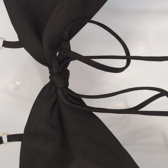 Cotton Candy LA Black Satin Tie-Up Tank Cropped Size Large - Picture 4 of 6